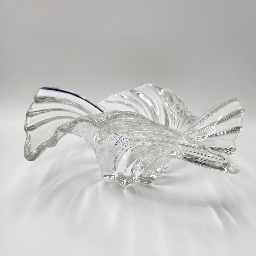 Mikasa Belle Epoque Clear Crystal/Blue Glass Wave Swirl Bowl Centerpiece Dish - Picture 5 of 16